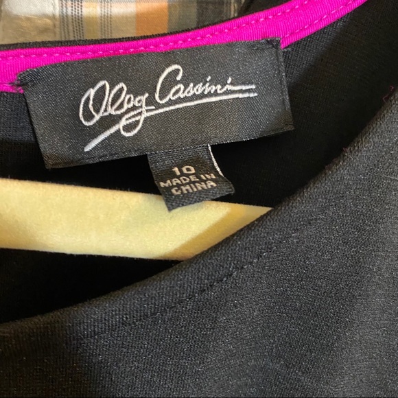 Oleg Cassini Black Dress with fuchsia trim sz 10 - Picture 7 of 9